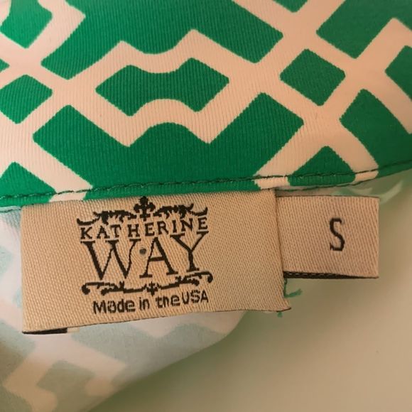 [Katherine Way] Green/White Pattern Dress - Size Small - Picture 4 of 4